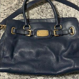 Michael kors navy leather satchel.